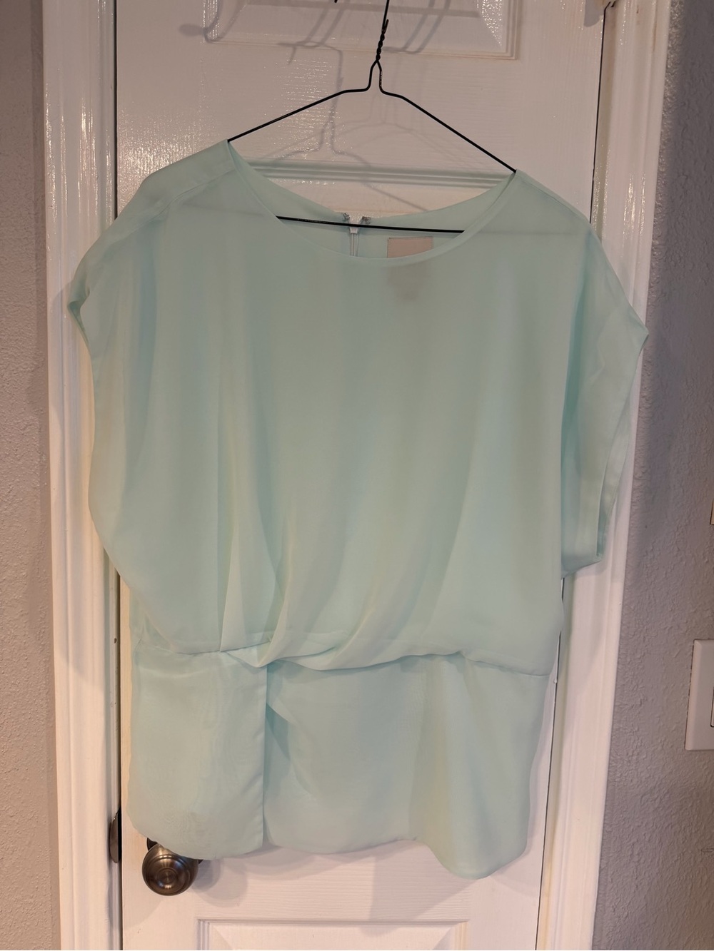 Calvin Klein Mint Green Chiffon Blouson Top - Women